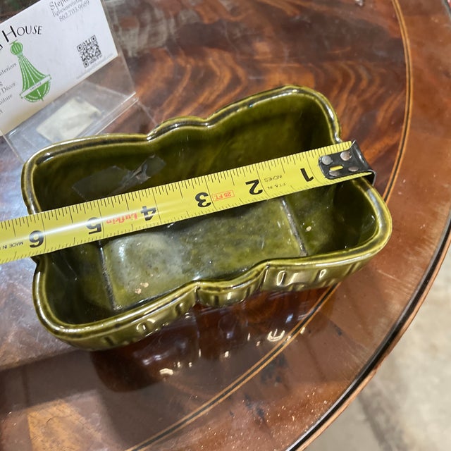 1970s 1970s Ceramic Green Decorative Catchall For Sale - Image 5 of 7