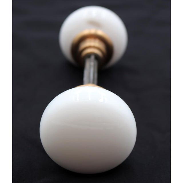Pair of Vintage Round Milk Glass Door Knobs For Sale - Image 4 of 7