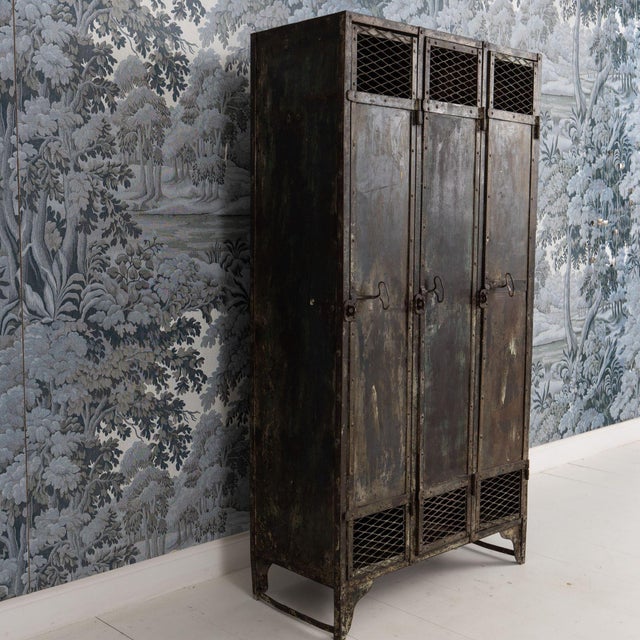 Charcoal Antique French Slate Mine Metal Lockers, Circa 1900 For Sale - Image 8 of 17
