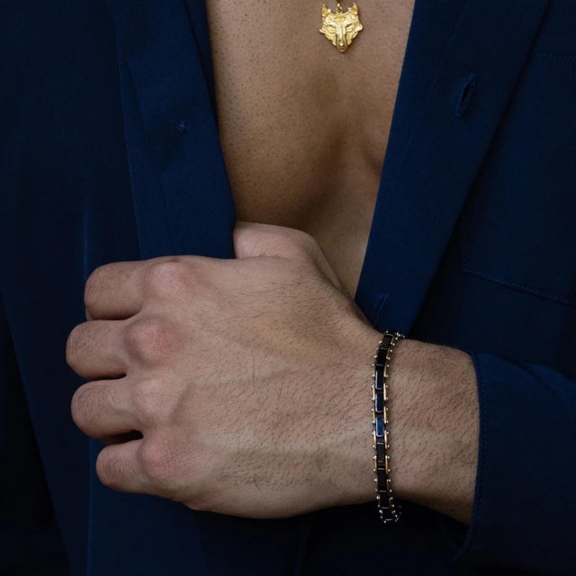 Eternal Balance Hematite Gold Steel Bracelet For Sale - Image 10 of 11