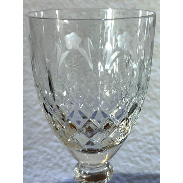 Traditional Rogaska Queen Crystal Water Goblets Set of 4 Cut Floral 9.25" Slovenia For Sale - Image 3 of 11