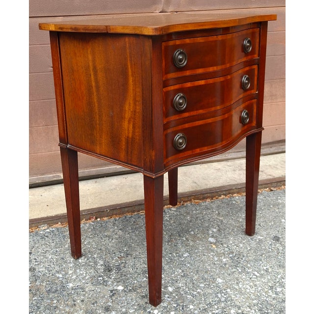 Mid 20th Century Mid 20th Century Hepplewhite Style Crossbanded Inlaid Mahogany Work Table For Sale - Image 5 of 8