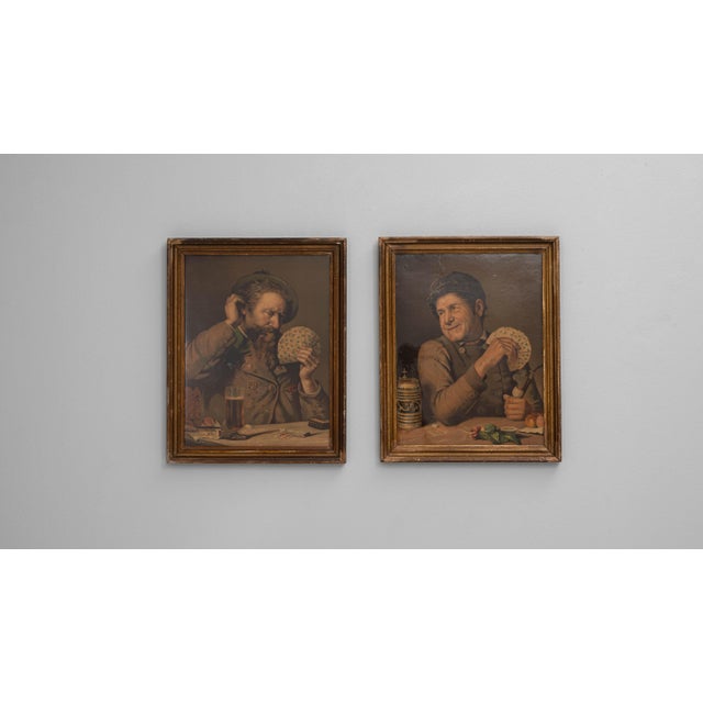 20th Century French Brown Wooden Framed Wall Art Decor - A Pair For Sale - Image 12 of 18