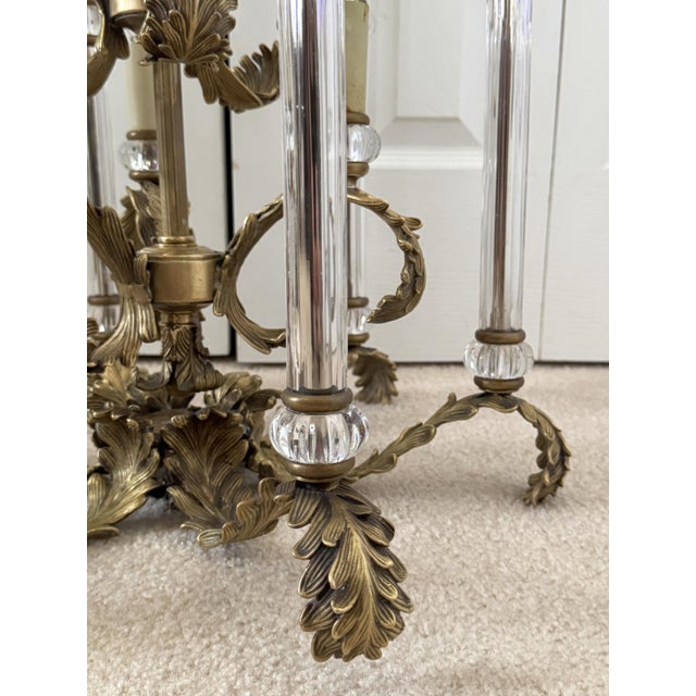 Vintage French Louis XVI Gilded Brass & Crystal Luminaire/Chandelier For Sale - Image 11 of 18