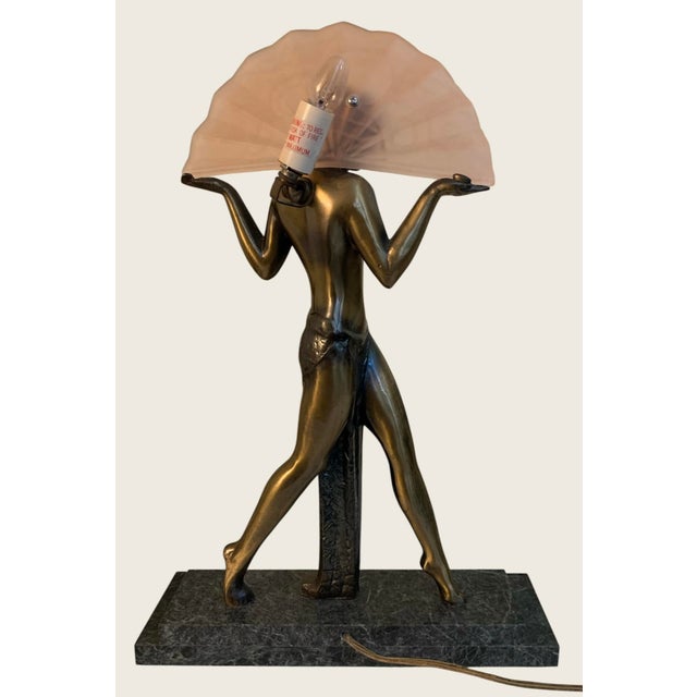 Metal 1980s Art Deco Raymonde Guerbe for Max Le Verrier Style Egyptian Lamp by Sarsaparilla For Sale - Image 7 of 10