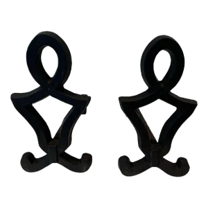Modernist Cast Iron and Wrought Iron Andirons by Raymond Subes - a Pair