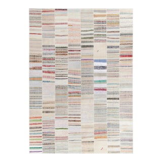 Handwoven Modern Patchwork Kilim Rug in Multicolor Striation, by Rug & Kilim For Sale