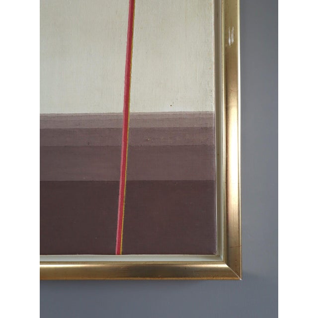 Textile 1971 Modernist 'Clocks & Chimes' Vintage Swedish Abstract Oil Painting, Framed For Sale - Image 7 of 12