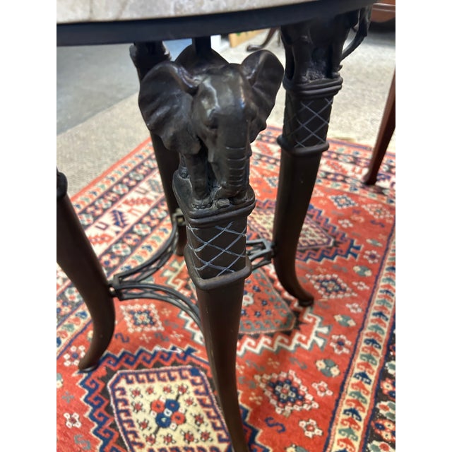 Black Marble Top & Metal Based End Table With Elephant Motif For Sale - Image 8 of 12