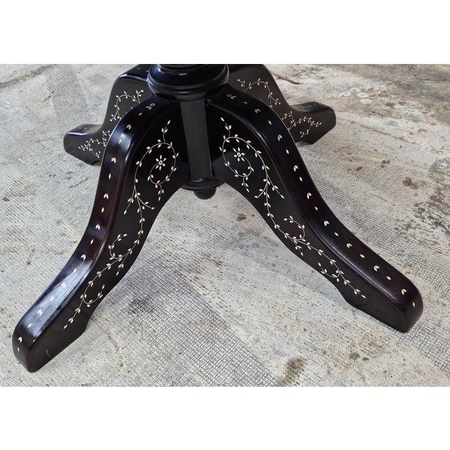 Wood South East Asian Handcrafted Bone Marquetry Rosewood Center Table Breakfast Table For Sale - Image 7 of 8