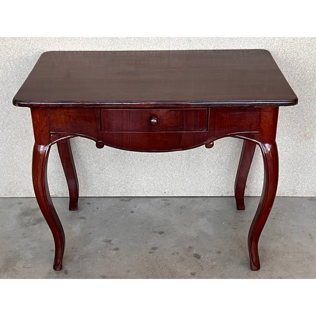 Spanish 19th Spanish Walnut Drawer Side Table With Cabriole Legs For Sale - Image 3 of 11