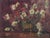 Wonderful vintage impressionist still life with burgundy and white African daisies (Osteospermum) in brass cache pot with...