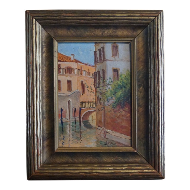1940s Boris Major Venice Italy Canal Painting For Sale