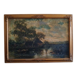 Mid 20th Century Landscape Oil Painting on Canvas by Listed American Artist Erna Scharff For Sale