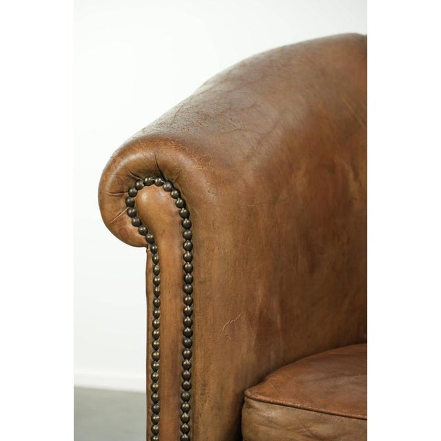 Vintage Sheepskin Club Armchair in Light Cognac For Sale - Image 10 of 13