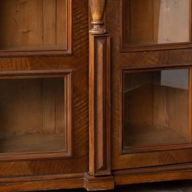 Pair, Late 19th Century Walnut Display Cabinet Bookcases With Glass Panels For Sale - Image 15 of 18