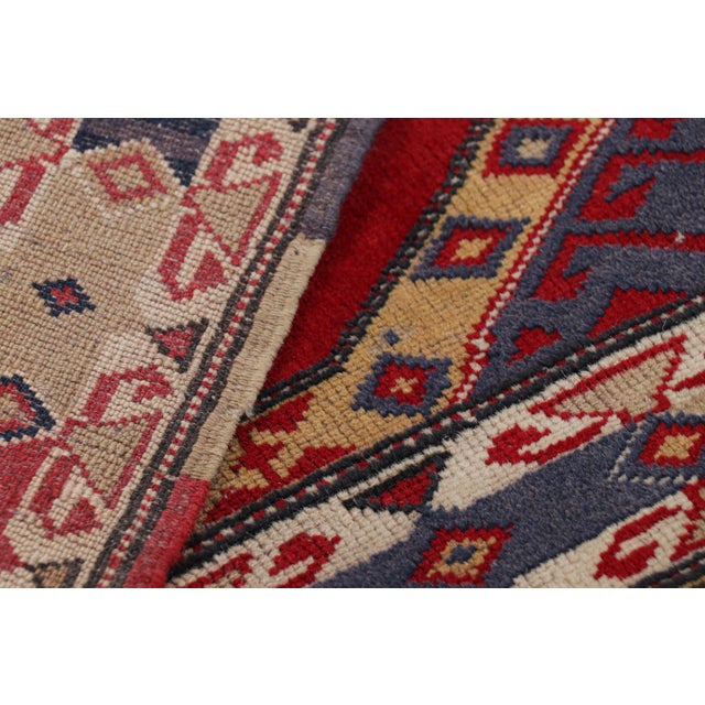 Textile Antique Anatolian Square Rug in Red With Geometric Patterns, From Rug & Kilim For Sale - Image 7 of 7