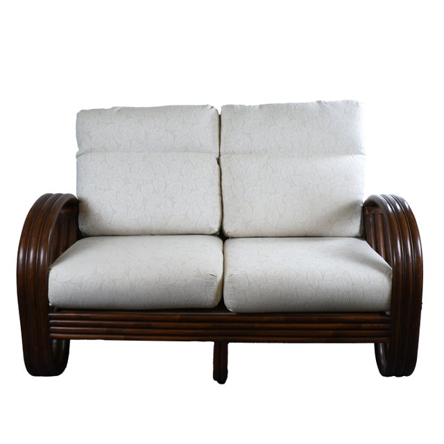 Vintage Pretzel Rattan Settee in nice as found vintage condition. Features its original finish with minor scuffs, scrapes,...