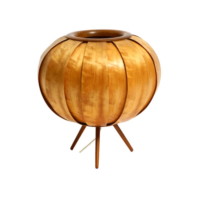 Large Wood Veneer Tripod Lamp by Stanislav Kučera for Úluv, Czech, 1960s For Sale