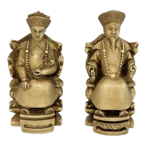Vintage Asian Emperor and Empress, a Pair