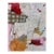 Christiane Corcelle "Echoes of Scarlet Reverie" Mixed Media on Cradled Board, Small Abstract Painting in Pink, Ochre and Scarlet, 2023 For Sale