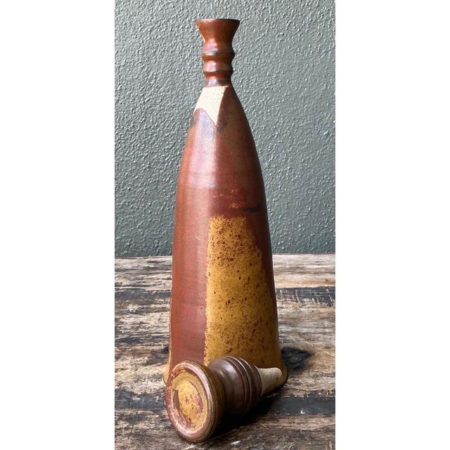 Vintage Handcrafted Studio Pottery Bottle For Sale - Image 12 of 13