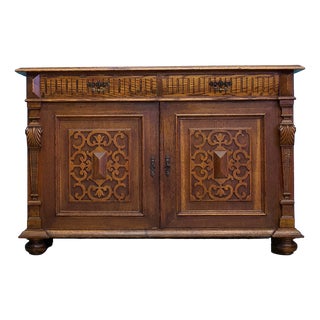 Antique Continental Oak Sideboard, 1900s For Sale