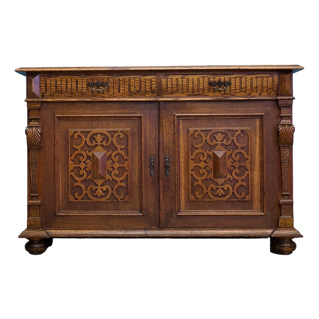Antique Continental Oak Sideboard, 1900s For Sale