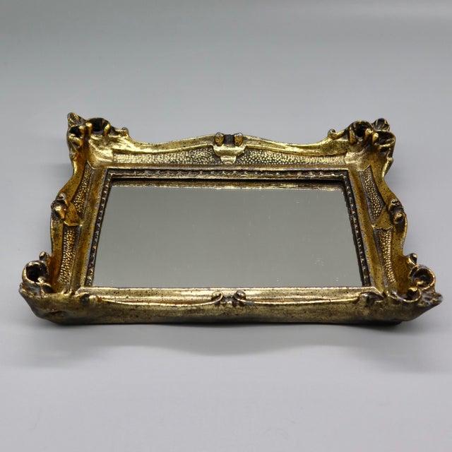 Mid 20th Century Vintage Mid-Century e.a. Riba Co. Gilt Rococo Wall Mirror or Vanity Tray For Sale - Image 5 of 8
