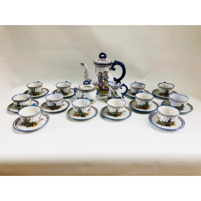 Antique French Henriot Quimper Faience Coffee Set- 27 Pieces For Sale - Image 12 of 12