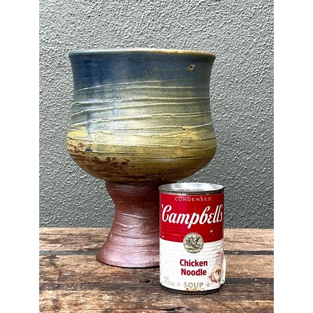 Vintage Textured Ceramic Chalice Vase For Sale - Image 12 of 12