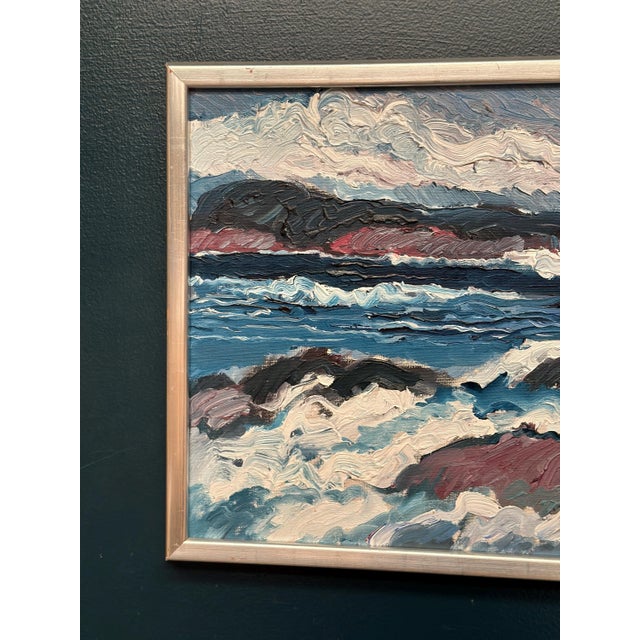 Mid-Century Modern Allan Horsak, Coastal Landscape, 1969, Oil Painting on Canvas, Framed For Sale - Image 3 of 14