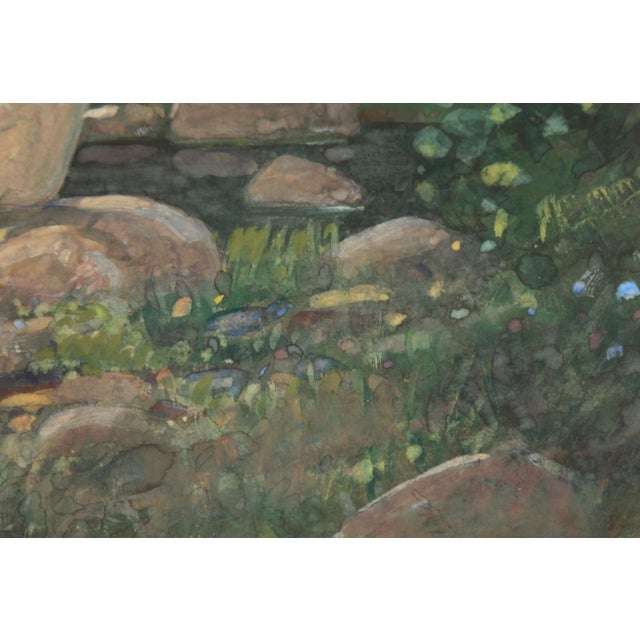 1920s Lady by the Pond, 1920's Art Nouveau Nude Figurative Landscape by John Jay Baumgartner For Sale - Image 5 of 10