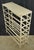Vintage European shelving unit made of steel, painted off white. The unit features six shelving areas, each with a support...