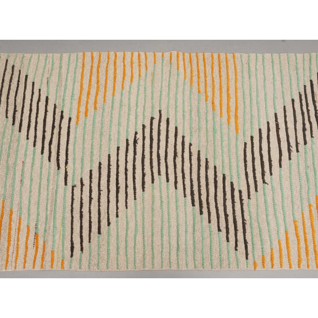 1970s 1970s Vintage Handmade Wool Cotton Orange Blue Runner Rug For Sale - Image 5 of 11