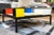 Custom Made Piet Mondrian Style Postmodern Square Glass and Wood Coffee Table For Sale - Image 9 of 10