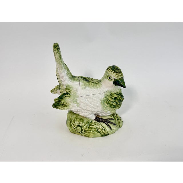 Italian Porcelain Majolica Style Bird Lidded Dish For Sale - Image 11 of 11