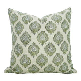 Fabdivine Uday Pattern Hand Printed Linen Blend Pillow Cover- 22x22 For Sale
