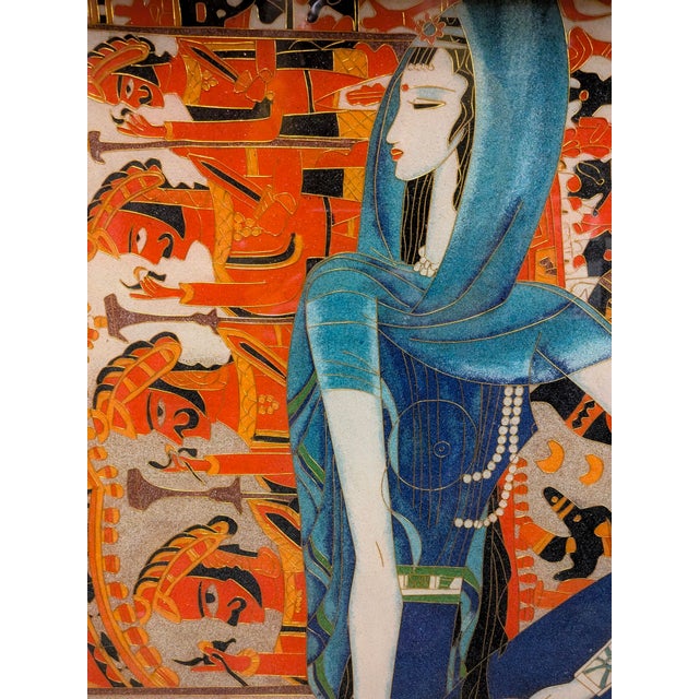 Wood Set of 4 Vintage Vietnamese Lacquer Enamel Cloisonne Sơn Mài Paintings in the Style of Ting Shao Kuang For Sale - Image 7 of 15