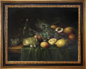 Salvatore Marinelli, Italian Still Life, Oil on Canvas, Framed