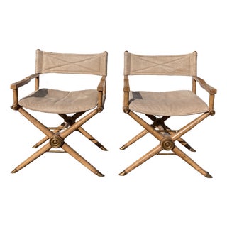 Jansen Director Chairs With Tan Leather and Bronze Details For Sale