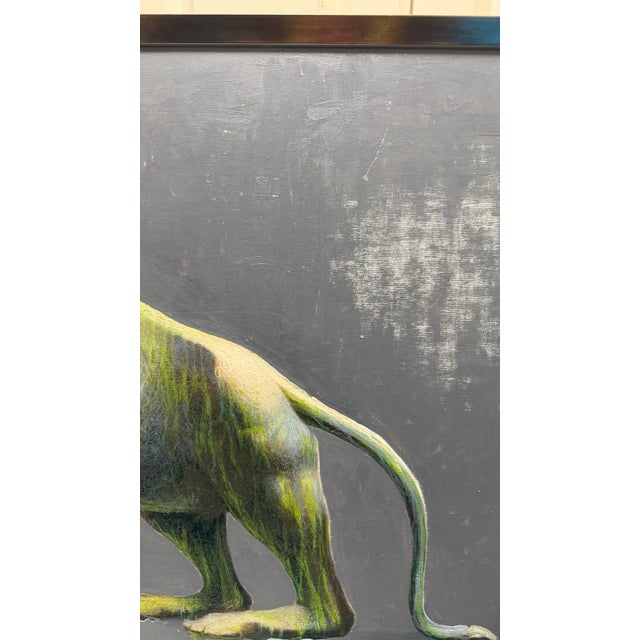 Gray Silent Lion Minimalist Painting by Lado Gorgadze For Sale - Image 8 of 8