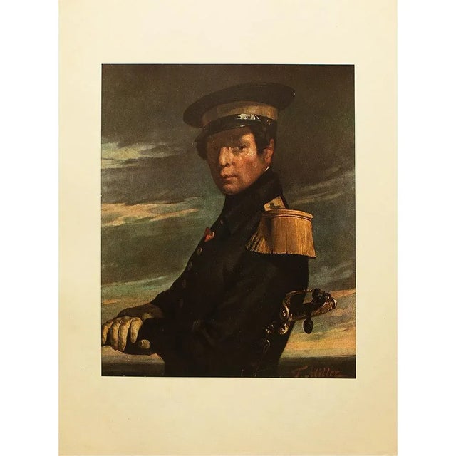 An excellent full color offset lithograph print after oil portrait of a Naval Officer by Jean-Francois Millet. Comes from...