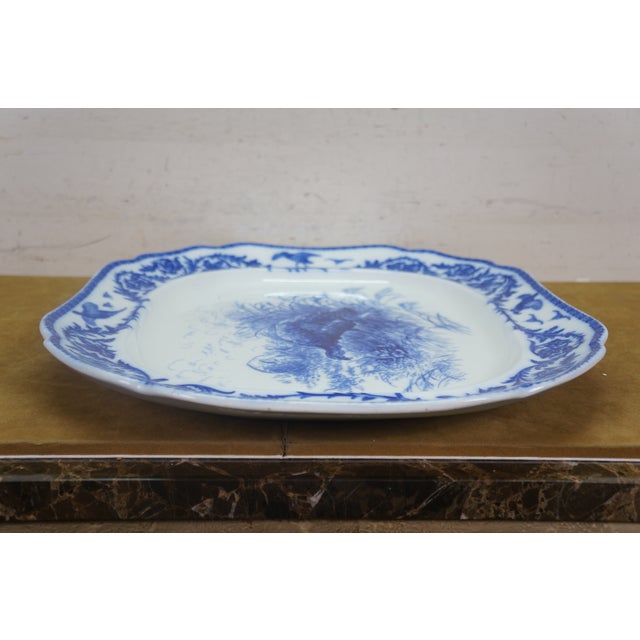Antique Royal Cauldon Flow Blue Thanksgiving Turkey Meat Serving Platter 22" For Sale - Image 18 of 18