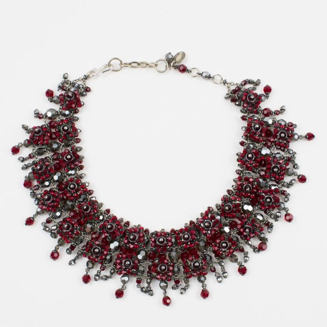 1990s Daniel Swarovski Paris Victorian-Inspired Red Crystal Choker Necklace For Sale - Image 5 of 10
