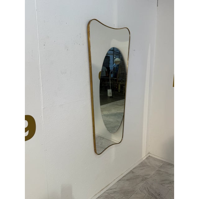 Italian Curvilinear Brass Mirror, 1950s For Sale In Los Angeles - Image 6 of 7