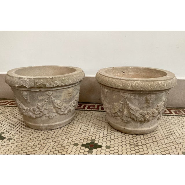American Mid 20th Century Concrete Garden Urn Planters - Set of 2 For Sale - Image 3 of 8