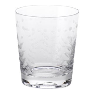 Spring Leaves Cut Design Double Old Fashioned Glass, Set of 4 For Sale
