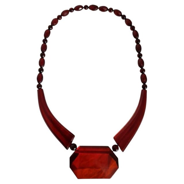 Antique Art Deco Cherry Amber Bakelite Bead Necklace, 1920 For Sale - Image 14 of 14