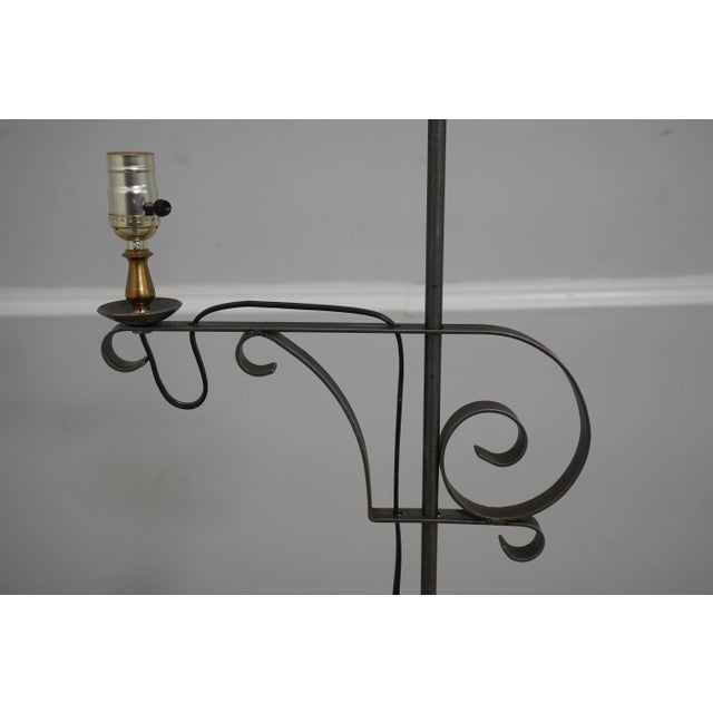 Traditional Hand Crafted Wrought Iron Adjustable Arm Primitive Floor Lamp For Sale - Image 3 of 8